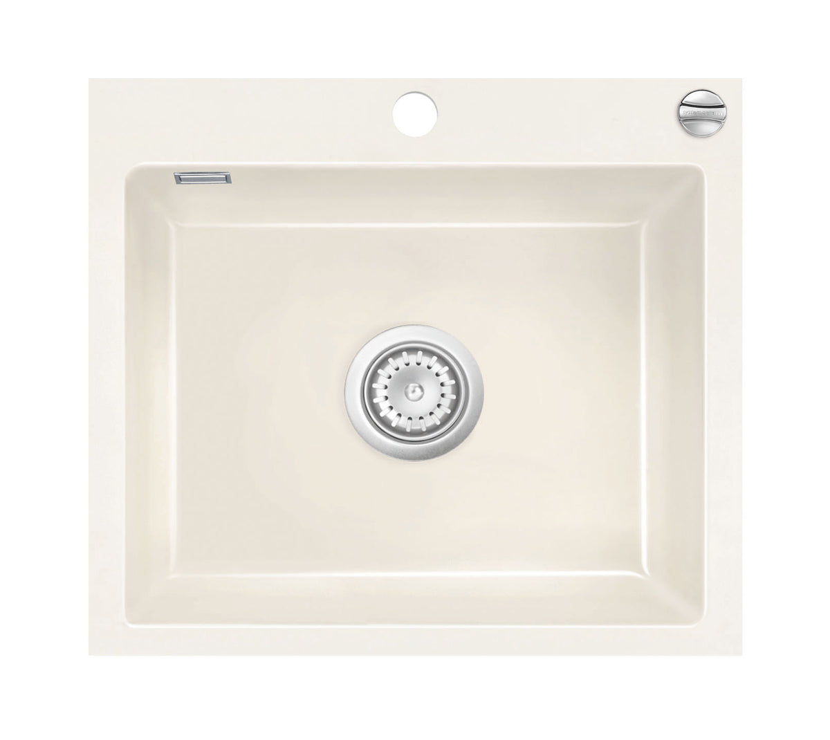 SYSTEMCERAM Einbauspüle Mera 57 F Magnolie 10 inkl. Excenterbetätigung, für 60 cm Schrankbreite, Spüle zum flächenbündigen Einbau, inkl. 4 x Eckradien R 10 Auflage keine Beckenlage 55570210