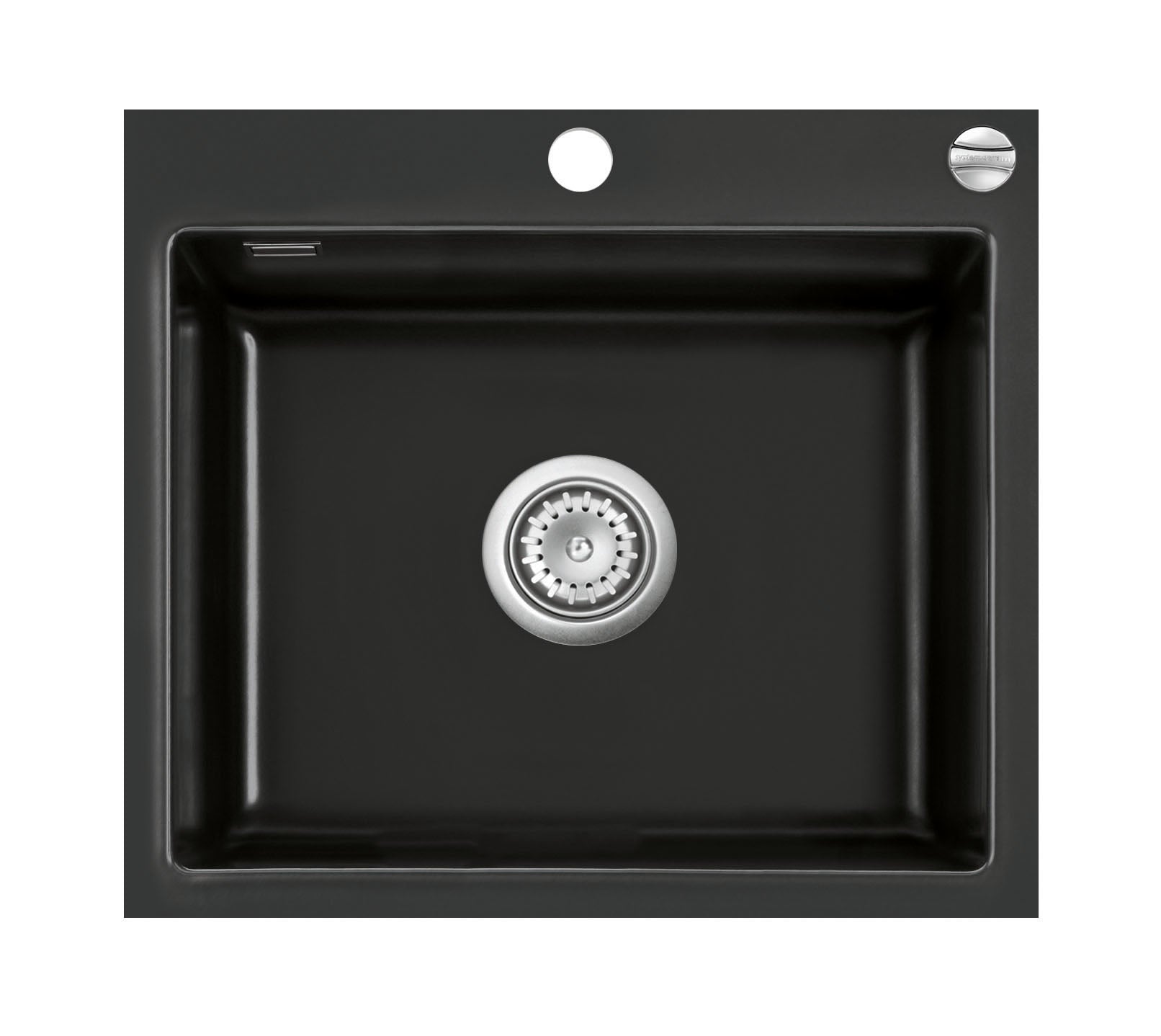 SYSTEMCERAM Einbauspüle Mera 57 F Nero 68 inkl. Excenterbetätigung, für 60 cm Schrankbreite, Spüle zum flächenbündigen Einbau, inkl. 4 x Eckradien R 10 Auflage keine Beckenlage 55570268