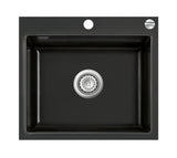 SYSTEMCERAM Einbauspüle Mera 57 F Nero 68 inkl. Excenterbetätigung, für 60 cm Schrankbreite, Spüle zum flächenbündigen Einbau, inkl. 4 x Eckradien R 10 Auflage keine Beckenlage 55570268