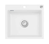 SYSTEMCERAM Einbauspüle Mera 57 F Polar 13 inkl. Handbetätigung, für 60 cm Schrankbreite, Spüle zum flächenbündigen Einbau, inkl. 4 x Eckradien R 10 Auflage keine Beckenlage 55570113