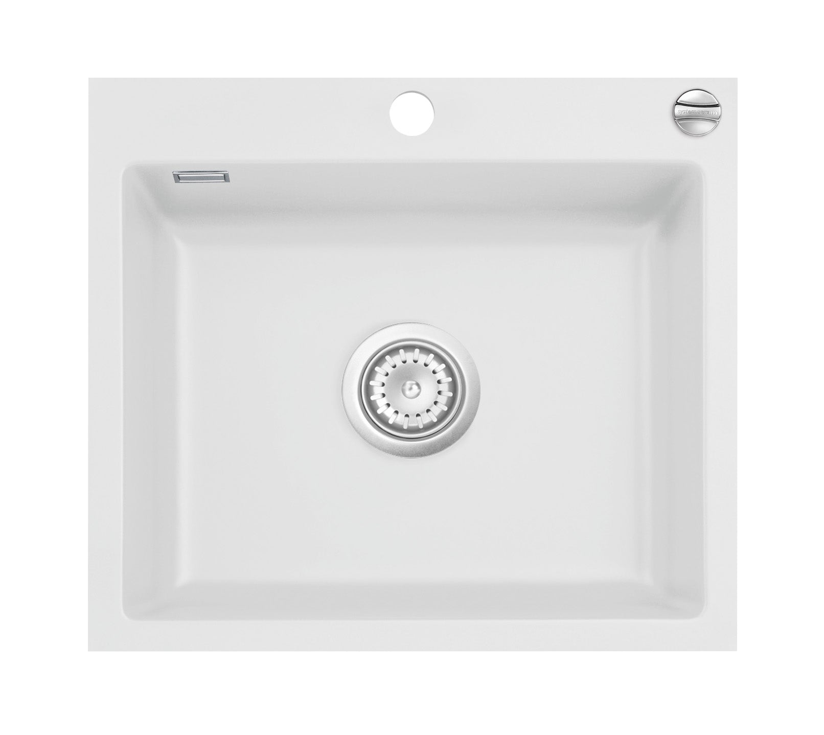 SYSTEMCERAM Einbauspüle Mera 57 F Satin 20 inkl. Excenterbetätigung, für 60 cm Schrankbreite, Spüle zum flächenbündigen Einbau, inkl. 4 x Eckradien R 10 Auflage keine Beckenlage 55570220