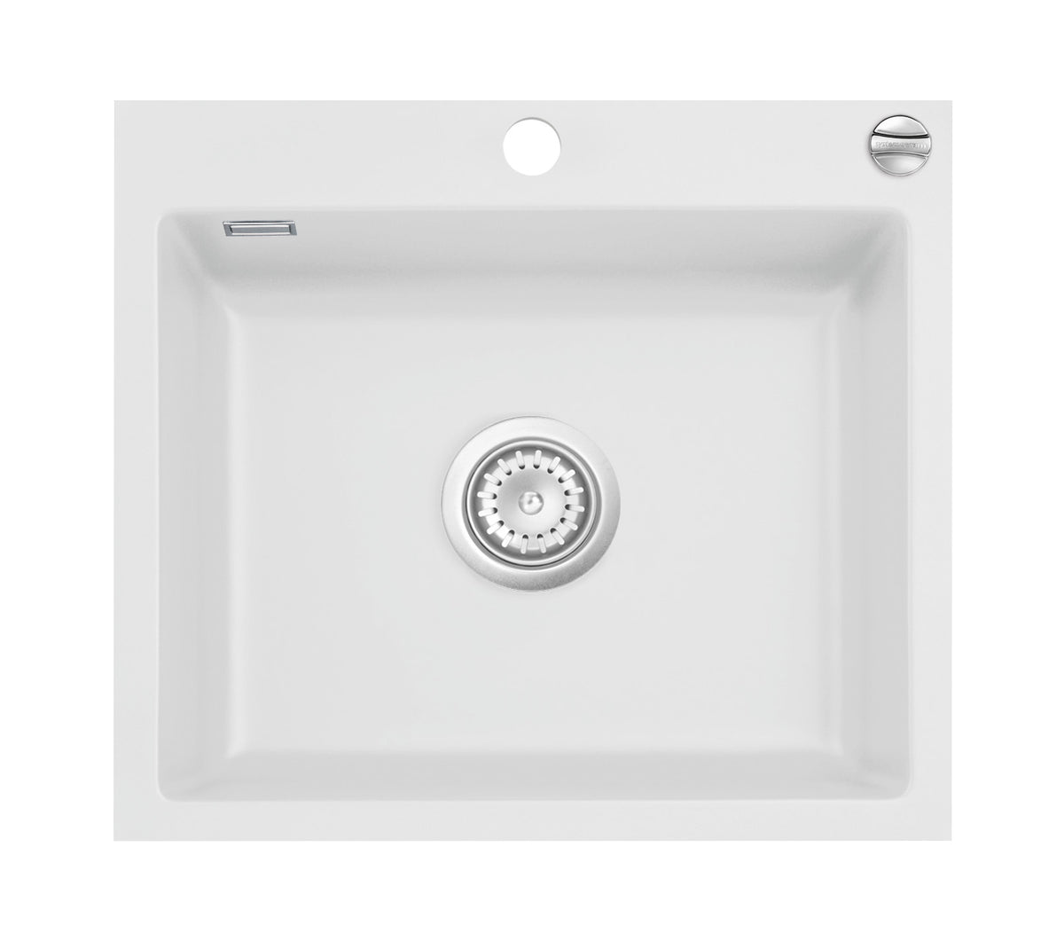 SYSTEMCERAM Einbauspüle Mera 57 F Satin 20 inkl. Excenterbetätigung, für 60 cm Schrankbreite, Spüle zum flächenbündigen Einbau, inkl. 4 x Eckradien R 10 Auflage keine Beckenlage 55570220
