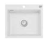 SYSTEMCERAM Einbauspüle Mera 57 F Satin 20 inkl. Excenterbetätigung, für 60 cm Schrankbreite, Spüle zum flächenbündigen Einbau, inkl. 4 x Eckradien R 10 Auflage keine Beckenlage 55570220