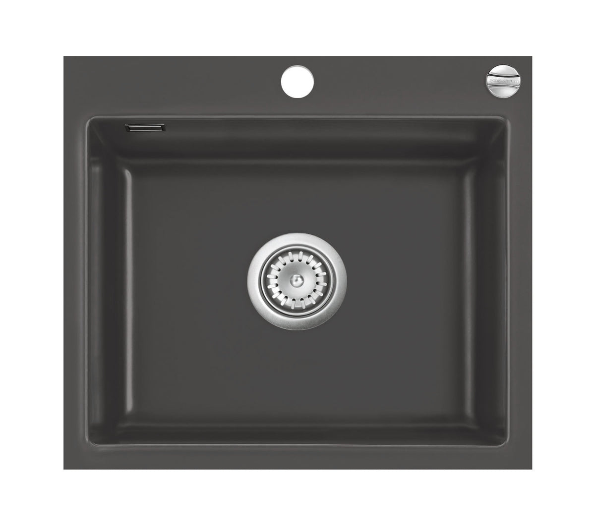SYSTEMCERAM Einbauspüle Mera 57 F Schiefer 85 inkl. Handbetätigung, für 60 cm Schrankbreite, Spüle zum flächenbündigen Einbau, inkl. 4 x Eckradien R 10 Auflage keine Beckenlage 55570185