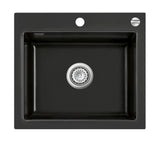 SYSTEMCERAM Einbauspüle Mera 57 Nero 68 inkl. Excenterbetätigung, für 60 cm Schrankbreite, Einbauspüle Auflage keine Beckenlage 50570268
