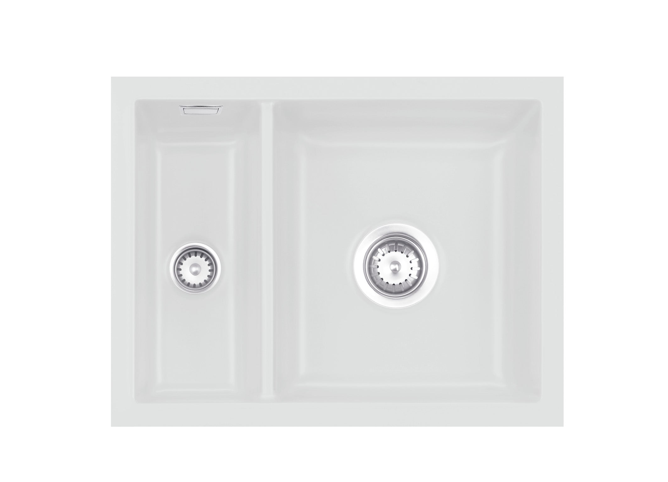 SYSTEMCERAM Einbauspüle Mera 60 F/o Satin 20 inkl. Excenterbetätigung, für 60 cm Schrankbreite, Spüle zum flächenbündigen Einbau ohne Hahnlochbank, inkl. 4 x Eckradien R 10 Flächenbündig keine Beckenlage 51980220
