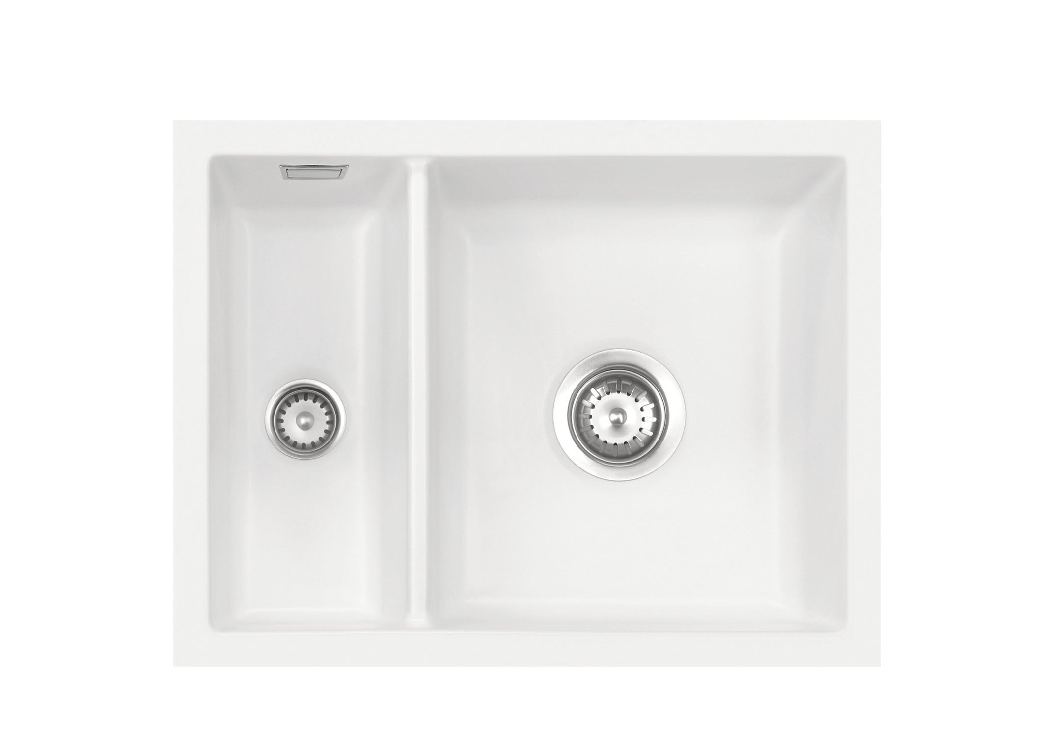 SYSTEMCERAM Einbauspüle Mera 60 F/o Polar 13 inkl. Excenterbetätigung, für 60 cm Schrankbreite, Spüle zum flächenbündigen Einbau ohne Hahnlochbank, inkl. 4 x Eckradien R 10 Flächenbündig keine Beckenlage 51980213