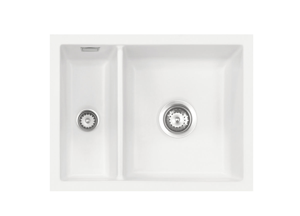 SYSTEMCERAM Einbauspüle Mera 60 F/o Polar 13 inkl. Excenterbetätigung, für 60 cm Schrankbreite, Spüle zum flächenbündigen Einbau ohne Hahnlochbank, inkl. 4 x Eckradien R 10 Flächenbündig keine Beckenlage 51980213