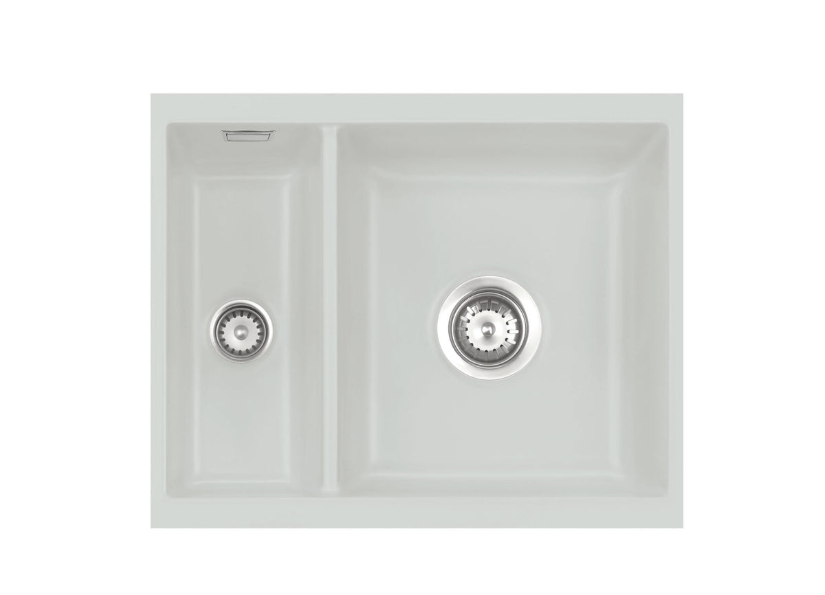 SYSTEMCERAM Einbauspüle Mera 60 U/g Alu 76 inkl. Handbetätigung, für 60 cm Schrankbreite, Spüle zum Unterbau mit geschliffener Oberseite Unterbau keine Beckenlage 54980176