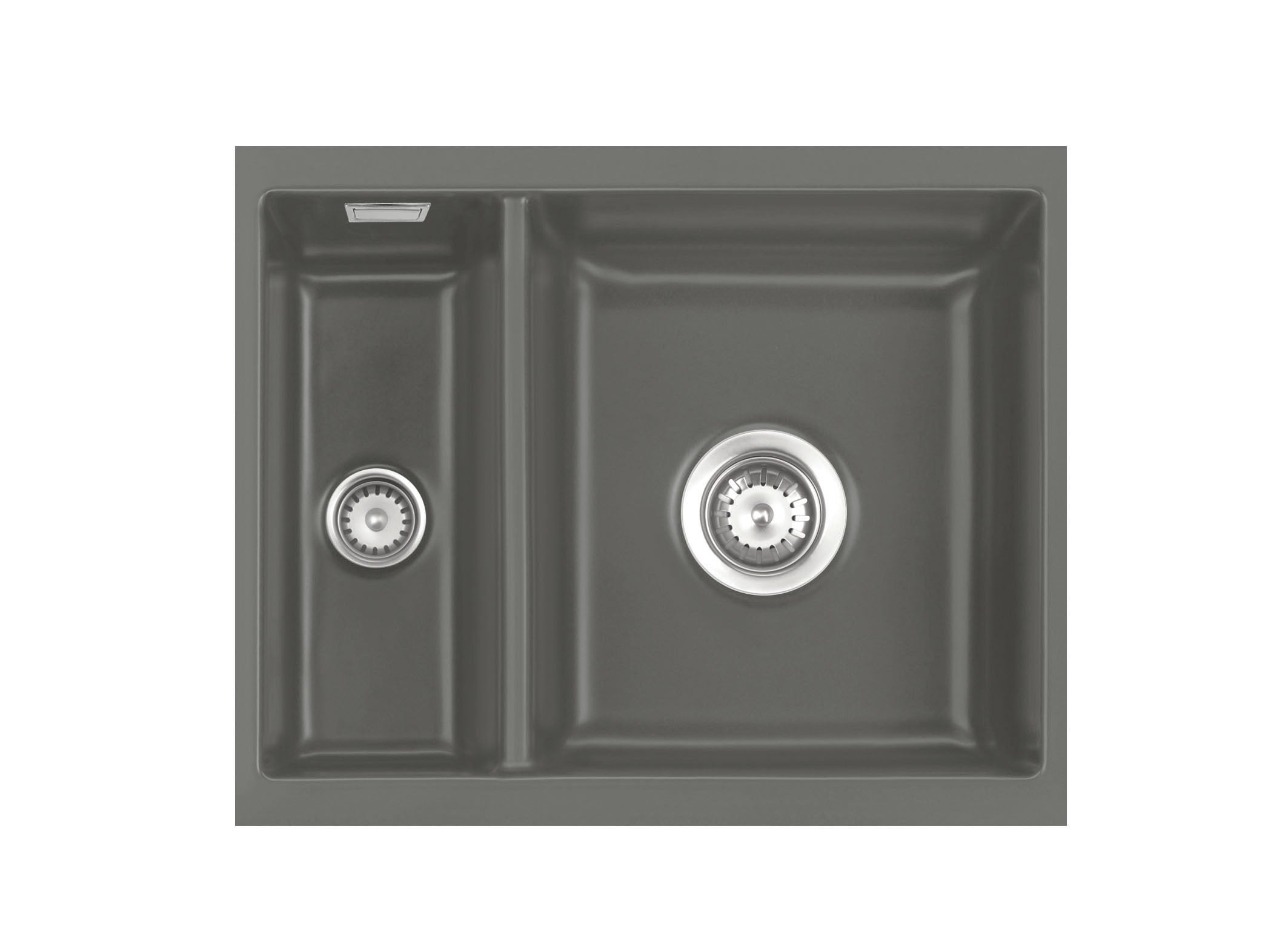 SYSTEMCERAM Einbauspüle Mera 60 U/g Lava 80 inkl. Handbetätigung, für 60 cm Schrankbreite, Spüle zum Unterbau mit geschliffener Oberseite Unterbau keine Beckenlage 54980180