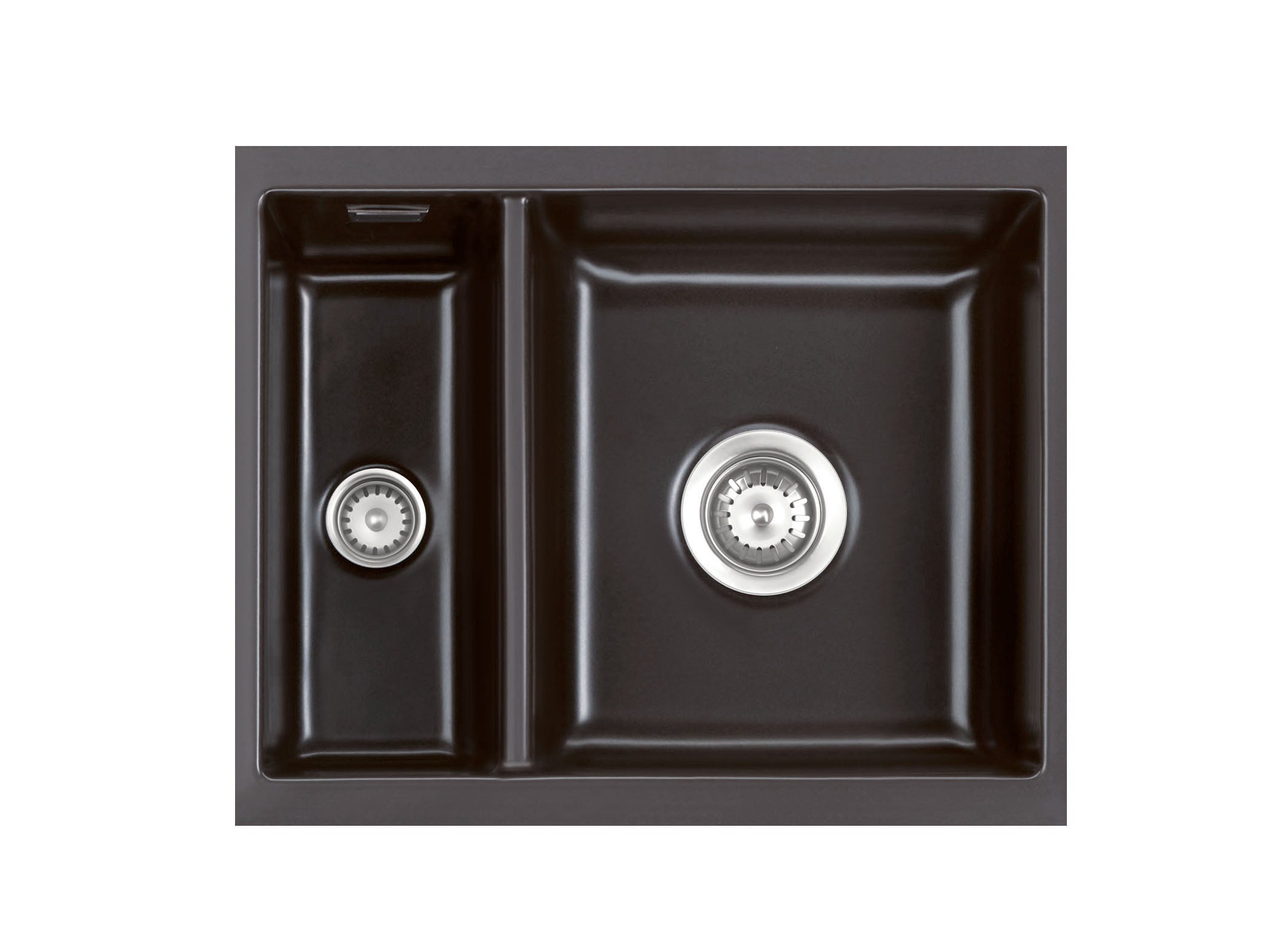 SYSTEMCERAM Einbauspüle Mera 60 U/g Nero 68 inkl. Handbetätigung, für 60 cm Schrankbreite, Spüle zum Unterbau mit geschliffener Oberseite Unterbau keine Beckenlage 54980168
