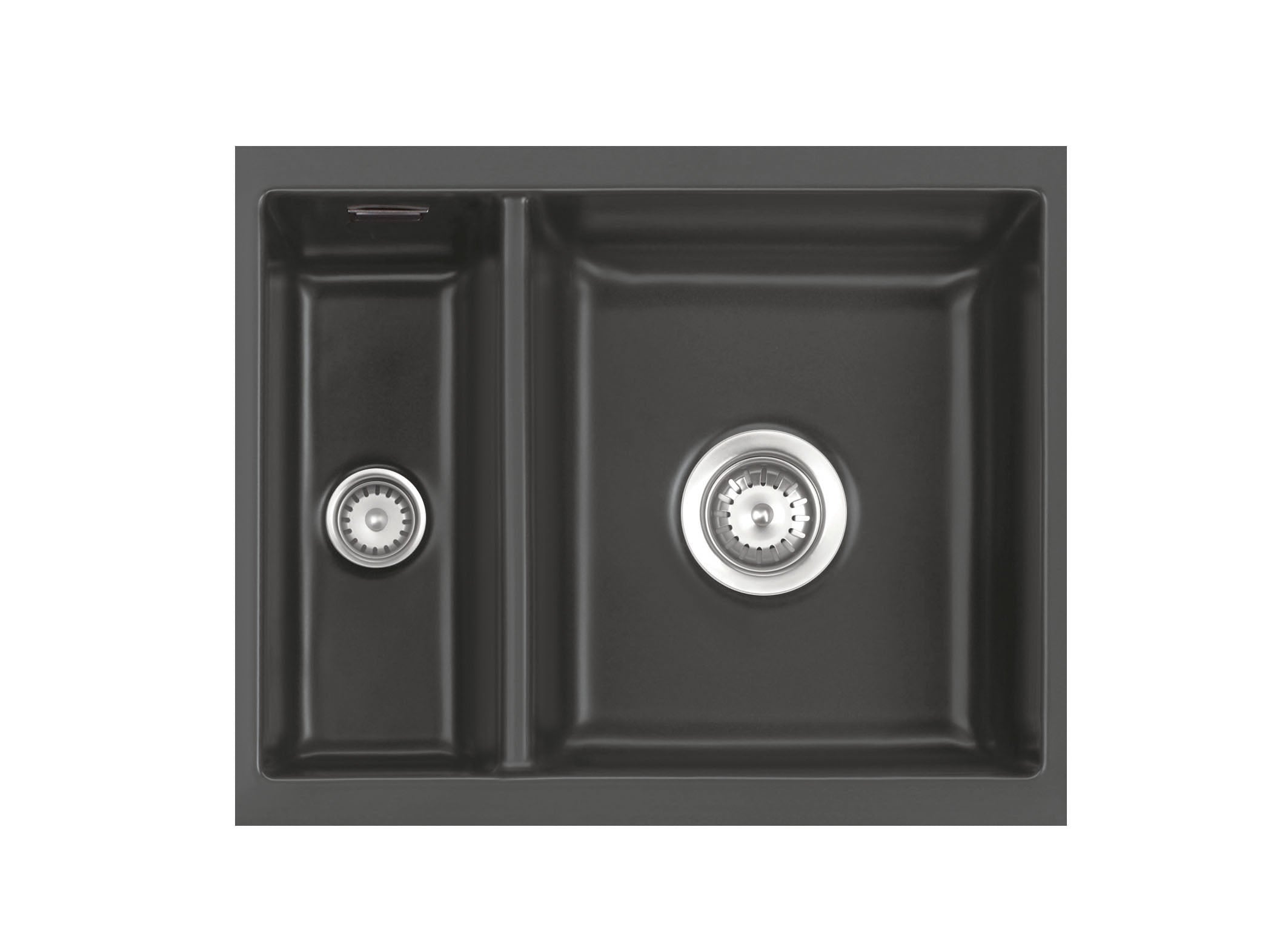 SYSTEMCERAM Einbauspüle Mera 60 U/g Schiefer 85 inkl. Handbetätigung, für 60 cm Schrankbreite, Spüle zum Unterbau mit geschliffener Oberseite Unterbau keine Beckenlage 54980185