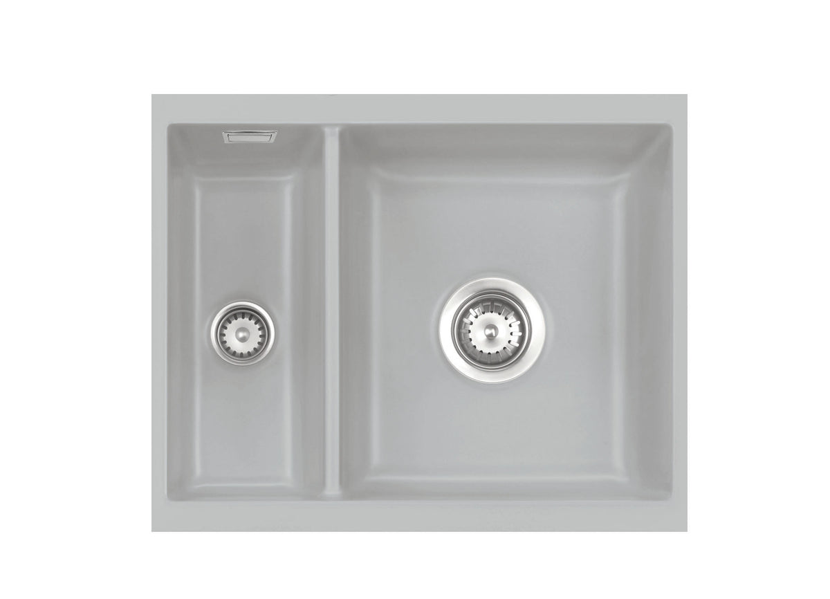 SYSTEMCERAM Einbauspüle Mera 60 U/g Titan 78 inkl. Handbetätigung, für 60 cm Schrankbreite, Spüle zum Unterbau mit geschliffener Oberseite Unterbau keine Beckenlage 54980178
