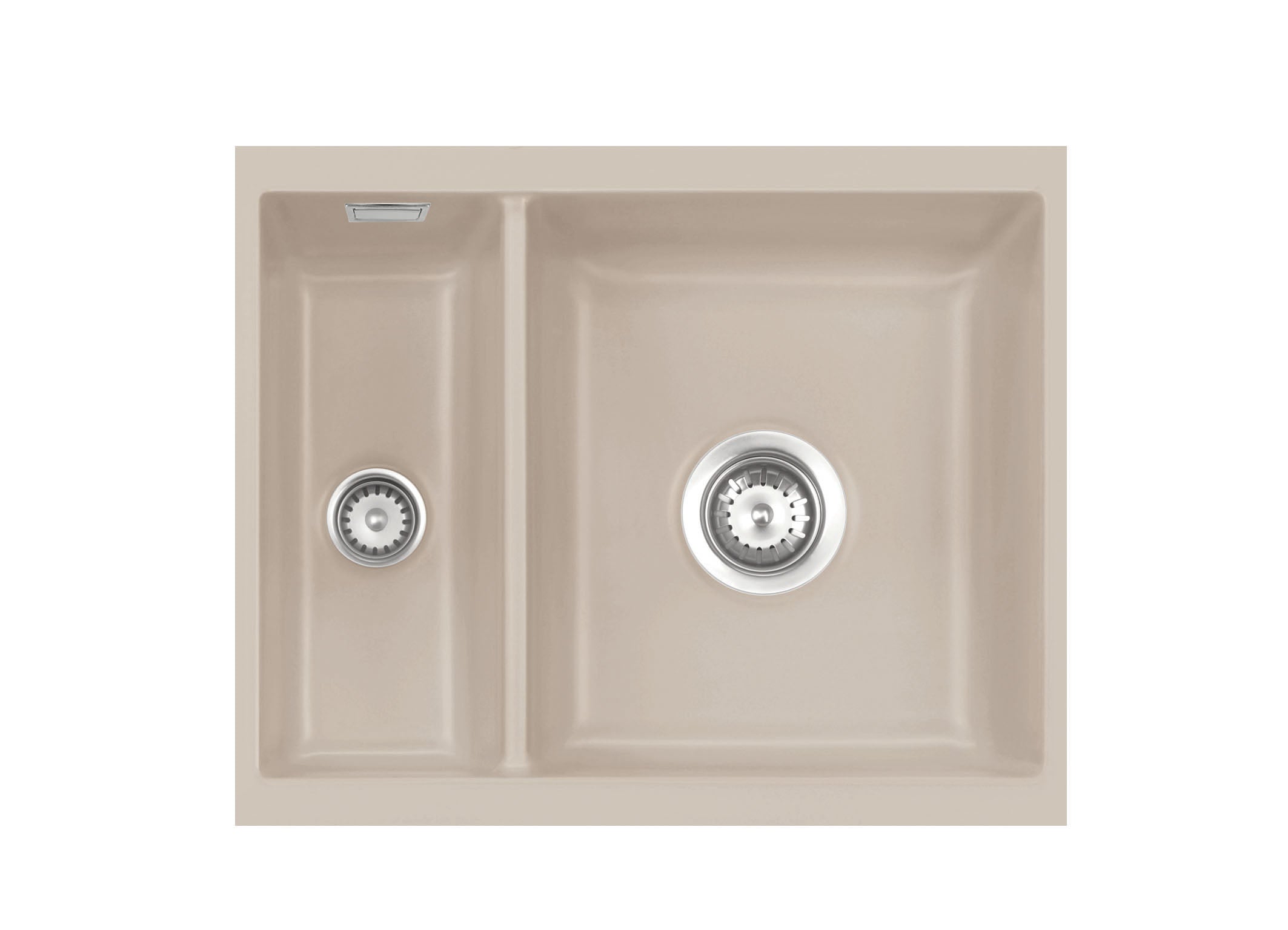 SYSTEMCERAM Einbauspüle Mera 60 U/g Fango 23 inkl. Handbetätigung, für 60 cm Schrankbreite, Spüle zum Unterbau mit geschliffener Oberseite Unterbau keine Beckenlage 54980123