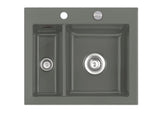 SYSTEMCERAM Einbauspüle Mera 60 F Lava 80 inkl. Excenterbetätigung, für 60 cm Schrankbreite, Spüle zum flächenbündigen Einbau, inkl. 4 x Eckradien R 10 Auflage keine Beckenlage 55980280