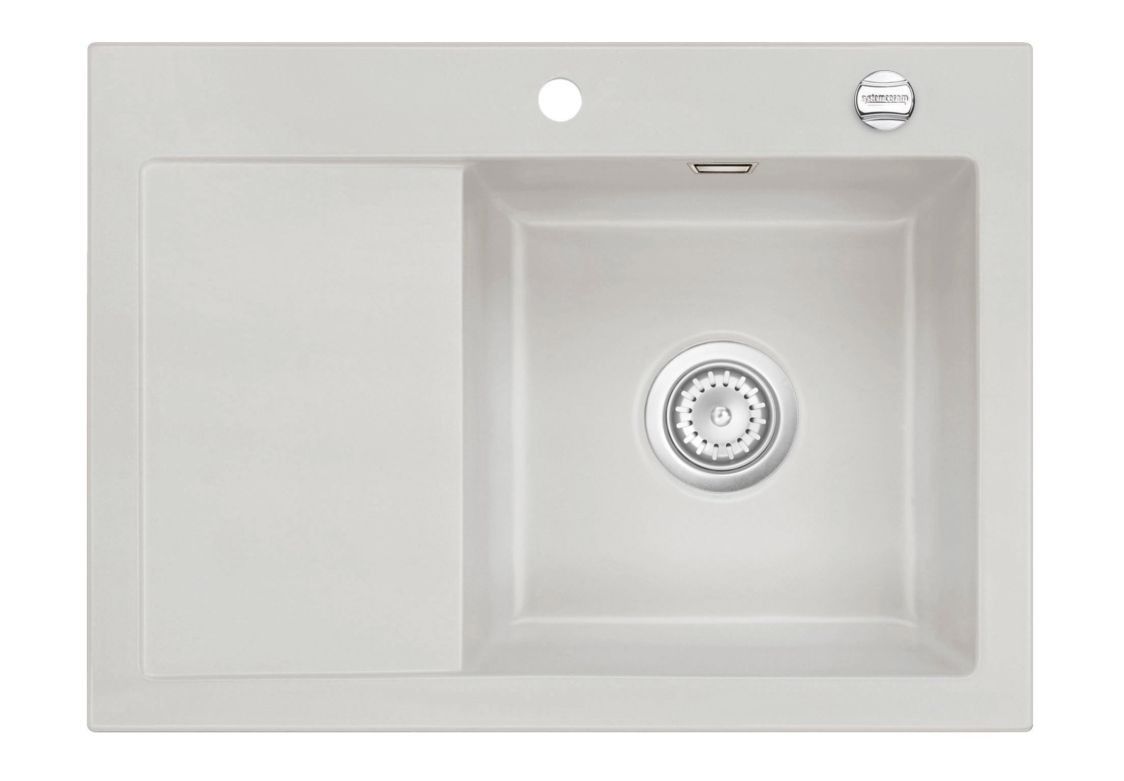 SYSTEMCERAM Einbauspüle Mera 70 F Be. Re. Alu 76 inkl. Handbetätigung, für 45 cm Schrankbreite, Spüle zum flächenbündigen Einbau, inkl. 4 x Eckradien R 10 Auflage Becken rechts 55580176