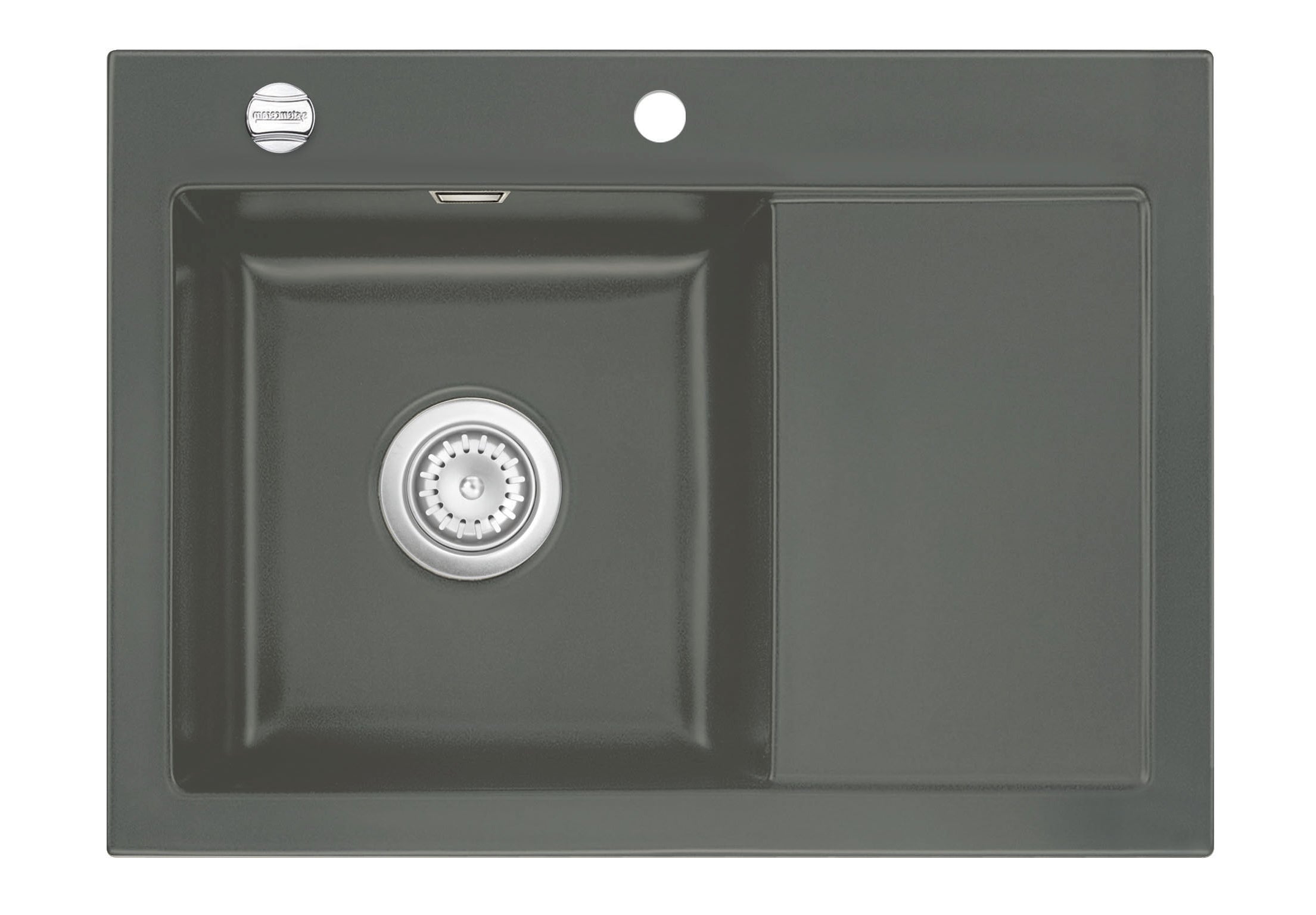 SYSTEMCERAM Einbauspüle Mera 70 F Be. Li. Lava 80 inkl. Handbetätigung, für 45 cm Schrankbreite, Spüle zum flächenbündigen Einbau, inkl. 4 x Eckradien R 10 Auflage Becken links 55590180