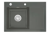 SYSTEMCERAM Einbauspüle Mera 70 F Be. Li. Lava 80 inkl. Handbetätigung, für 45 cm Schrankbreite, Spüle zum flächenbündigen Einbau, inkl. 4 x Eckradien R 10 Auflage Becken links 55590180