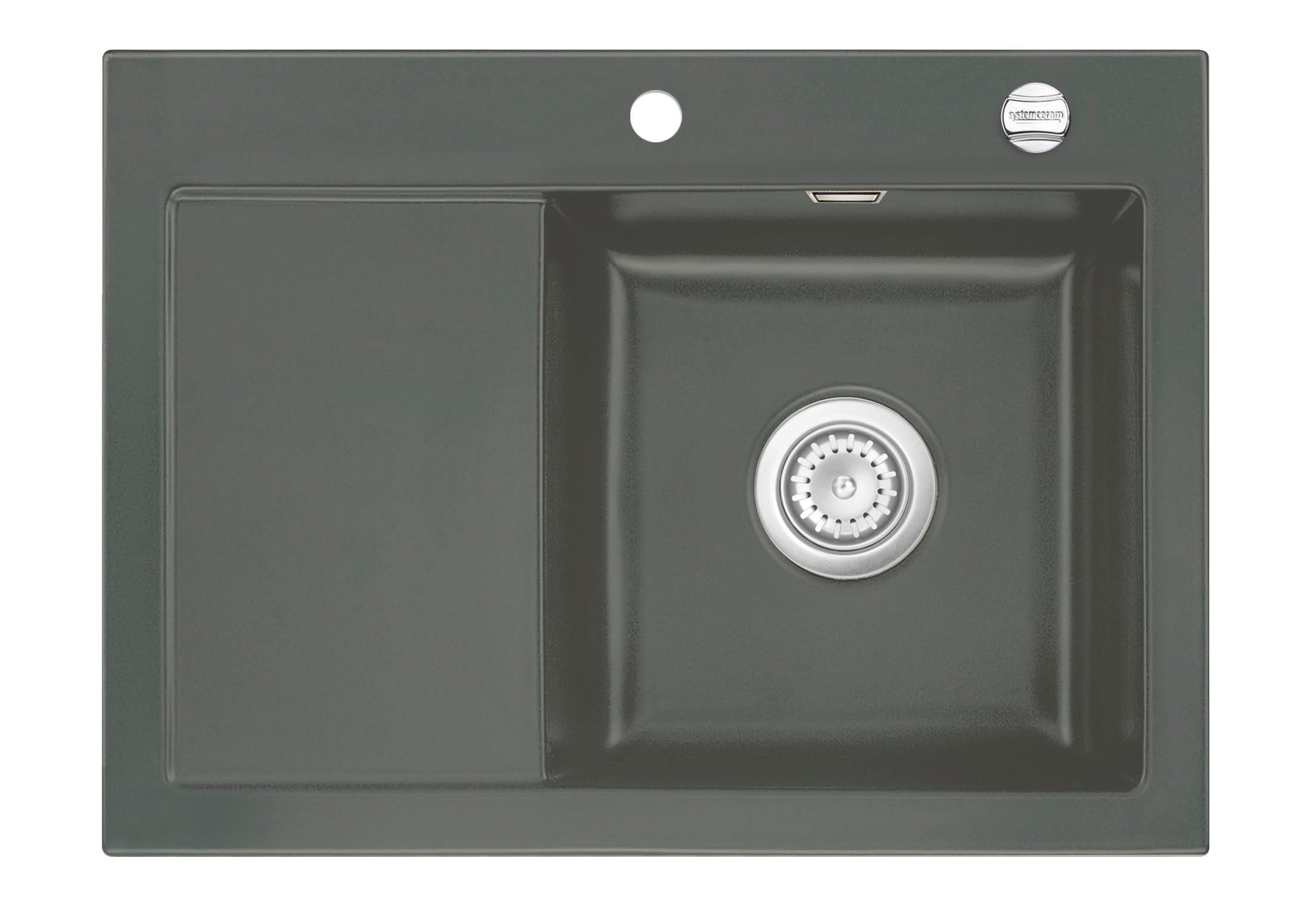 SYSTEMCERAM Einbauspüle Mera 70 F Be. Re. Lava 80 inkl. Excenterbetätigung, für 45 cm Schrankbreite, Spüle zum flächenbündigen Einbau, inkl. 4 x Eckradien R 10 Auflage Becken rechts 55580280