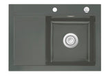 SYSTEMCERAM Einbauspüle Mera 70 F Be. Re. Lava 80 inkl. Excenterbetätigung, für 45 cm Schrankbreite, Spüle zum flächenbündigen Einbau, inkl. 4 x Eckradien R 10 Auflage Becken rechts 55580280