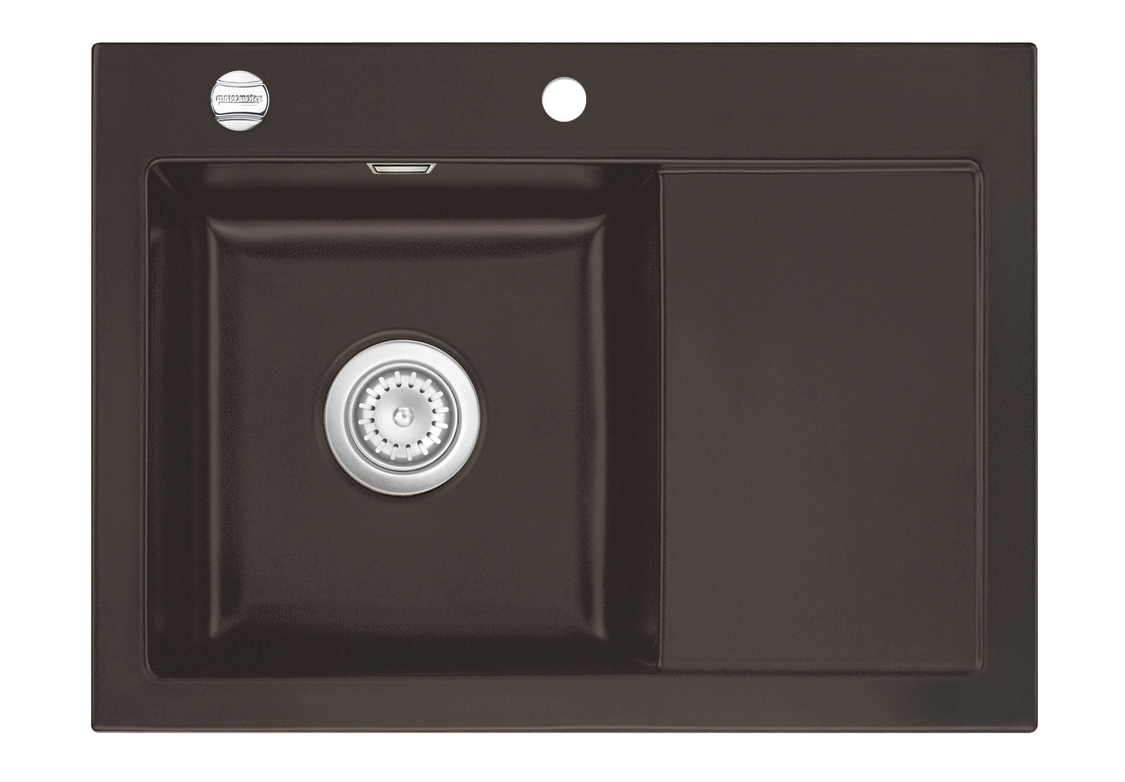SYSTEMCERAM Einbauspüle Mera 70 F Be. Li. Siena 65 inkl. Excenterbetätigung, für 45 cm Schrankbreite, Spüle zum flächenbündigen Einbau, inkl. 4 x Eckradien R 10 Auflage Becken links 55590265