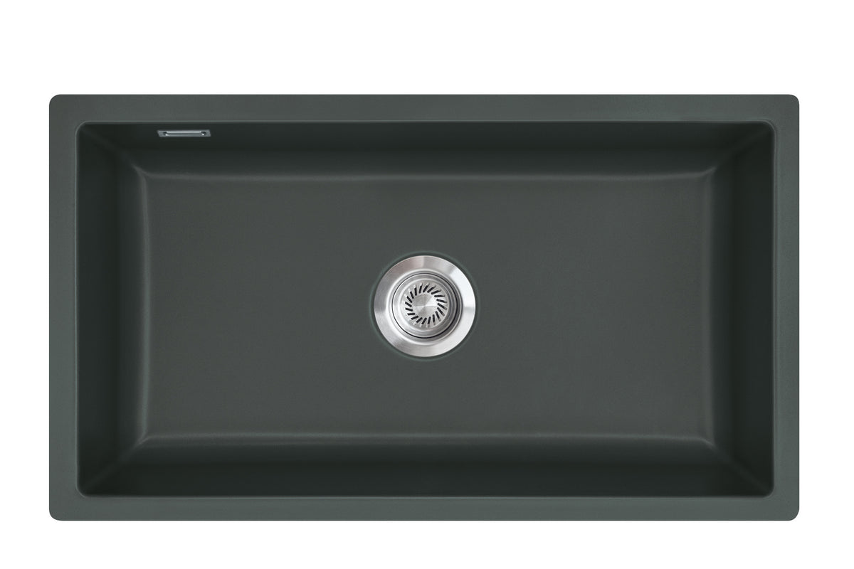 SYSTEMCERAM Einbauspüle Mera 80 F/o Eibe 56 inkl. Excenterbetätigung, für 80 cm Schrankbreite, Spüle zum flächenbündigen Einbau ohne Hahnlochbank, inkl. 4 x Eckradien R 10 Flächenbündig keine Beckenlage 51700256