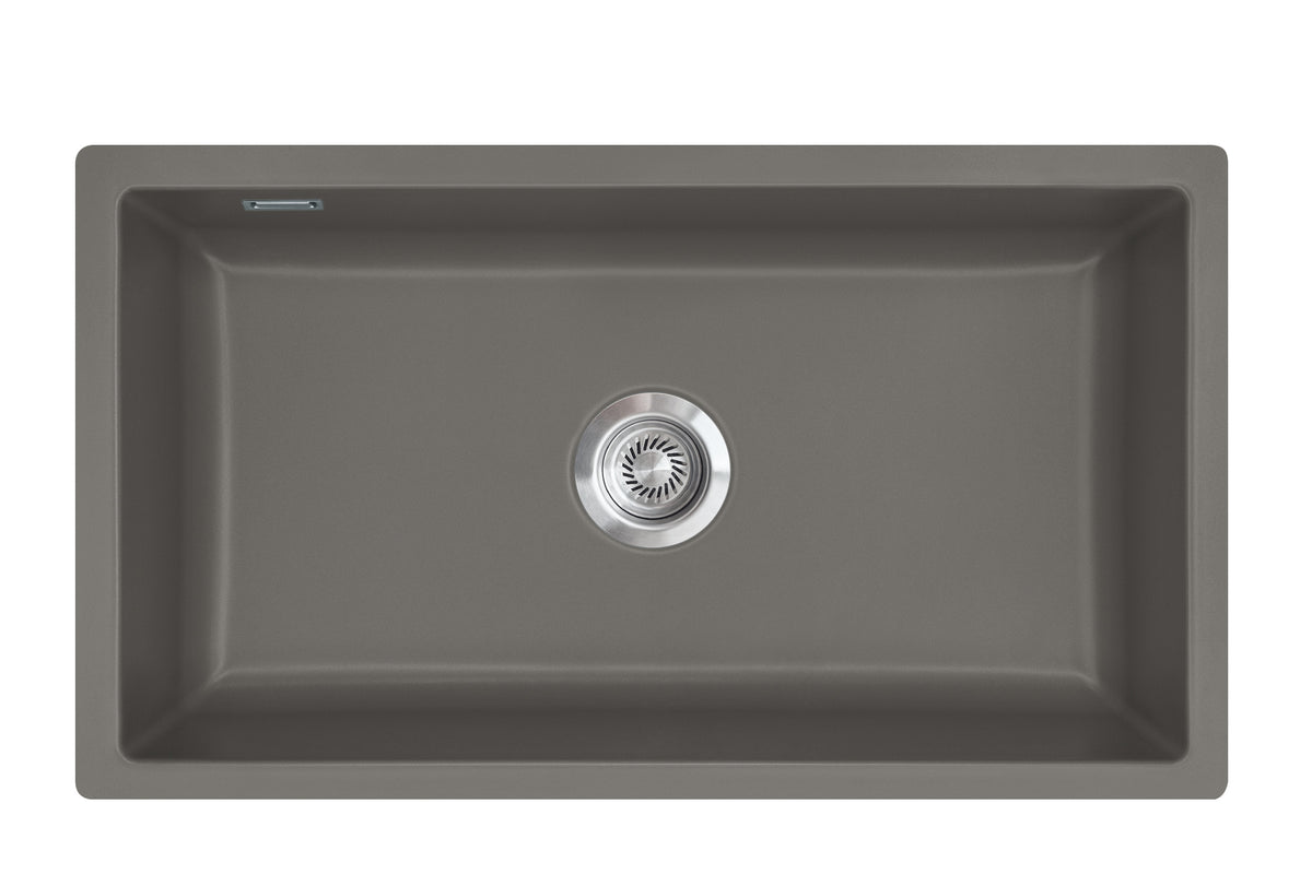 SYSTEMCERAM Einbauspüle Mera 80 F/o Lava 80 inkl. Excenterbetätigung, für 80 cm Schrankbreite, Spüle zum flächenbündigen Einbau ohne Hahnlochbank, inkl. 4 x Eckradien R 10 Flächenbündig keine Beckenlage 51700280