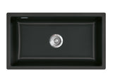 SYSTEMCERAM Einbauspüle Mera 80 F/o Nigra 87 inkl. Excenterbetätigung, für 80 cm Schrankbreite, Spüle zum flächenbündigen Einbau ohne Hahnlochbank, inkl. 4 x Eckradien R 10 Flächenbündig keine Beckenlage 51700287