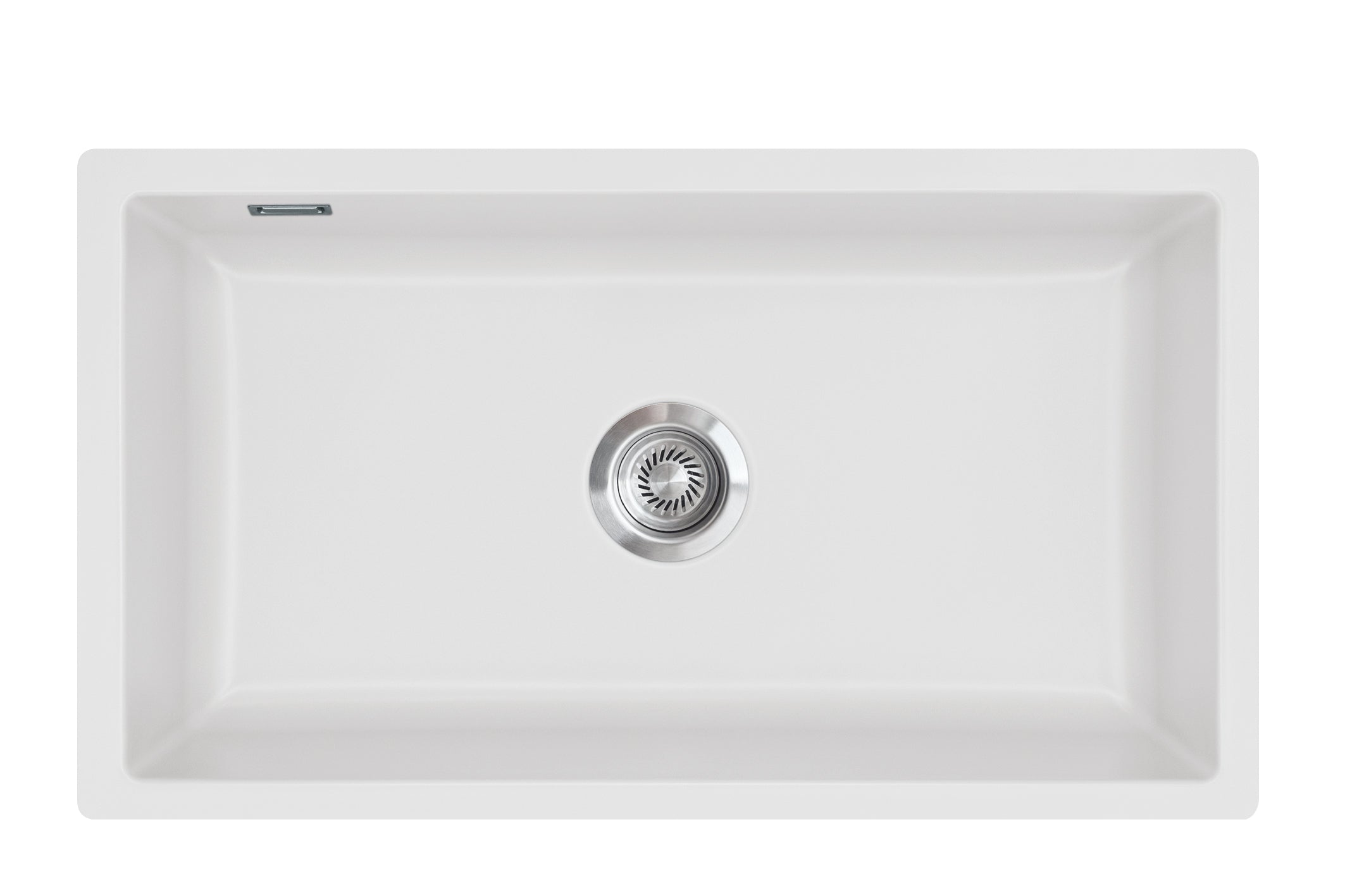 SYSTEMCERAM Einbauspüle Mera 80 F/o Satin 20 inkl. Handbetätigung, für 80 cm Schrankbreite, Spüle zum flächenbündigen Einbau ohne Hahnlochbank, inkl. 4 x Eckradien R 10 Flächenbündig keine Beckenlage 51700120