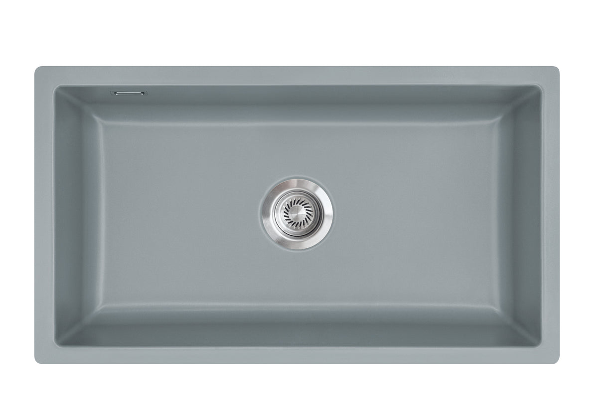 SYSTEMCERAM Einbauspüle Mera 80 F/o Titan 78 inkl. Excenterbetätigung, für 80 cm Schrankbreite, Spüle zum flächenbündigen Einbau ohne Hahnlochbank, inkl. 4 x Eckradien R 10 Flächenbündig keine Beckenlage 51700278
