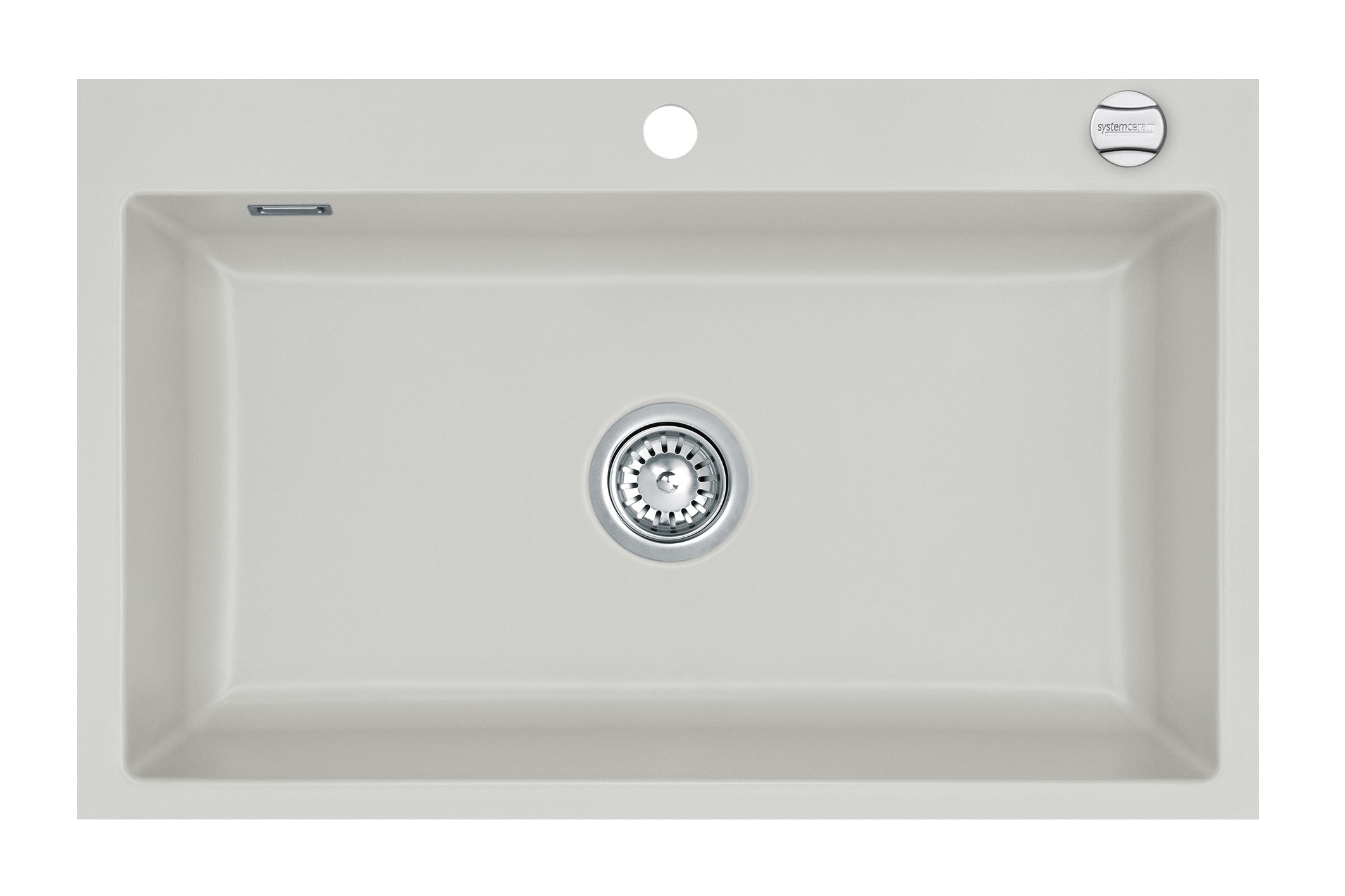 SYSTEMCERAM Einbauspüle Mera 80 F Alu 76 inkl. Handbetätigung, für 80 cm Schrankbreite, Spüle zum flächenbündigen Einbau, inkl. 4 x Eckradien R 10 Auflage keine Beckenlage 55700176