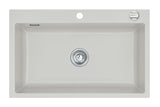 SYSTEMCERAM Einbauspüle Mera 80 F Alu 76 inkl. Handbetätigung, für 80 cm Schrankbreite, Spüle zum flächenbündigen Einbau, inkl. 4 x Eckradien R 10 Auflage keine Beckenlage 55700176