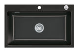 SYSTEMCERAM Einbauspüle Mera 80 F Nero 68 inkl. Excenterbetätigung, für 80 cm Schrankbreite, Spüle zum flächenbündigen Einbau, inkl. 4 x Eckradien R 10 Auflage keine Beckenlage 55700268