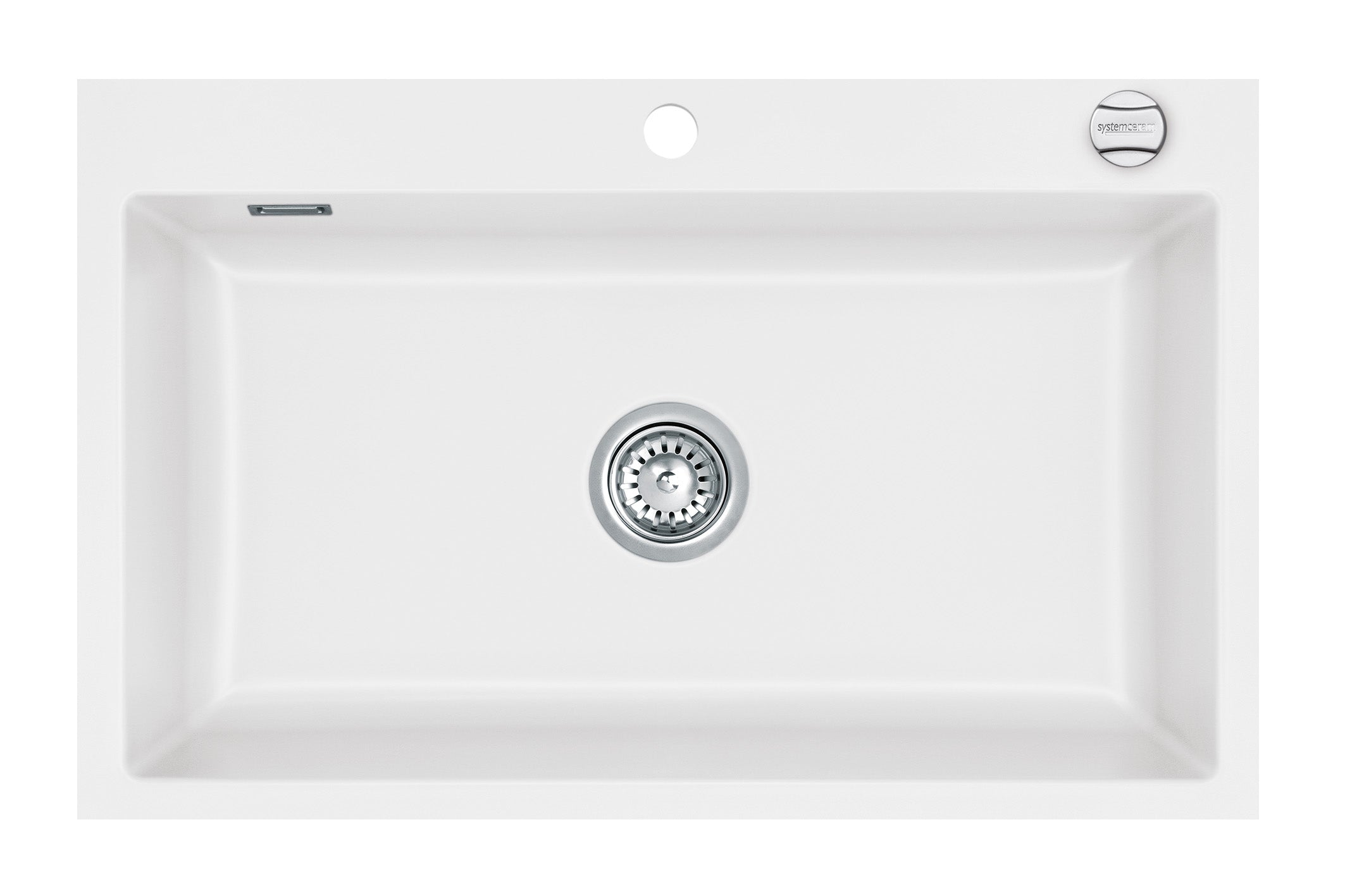 SYSTEMCERAM Einbauspüle Mera 80 F Polar 13 inkl. Excenterbetätigung, für 80 cm Schrankbreite, Spüle zum flächenbündigen Einbau, inkl. 4 x Eckradien R 10 Auflage keine Beckenlage 55700213