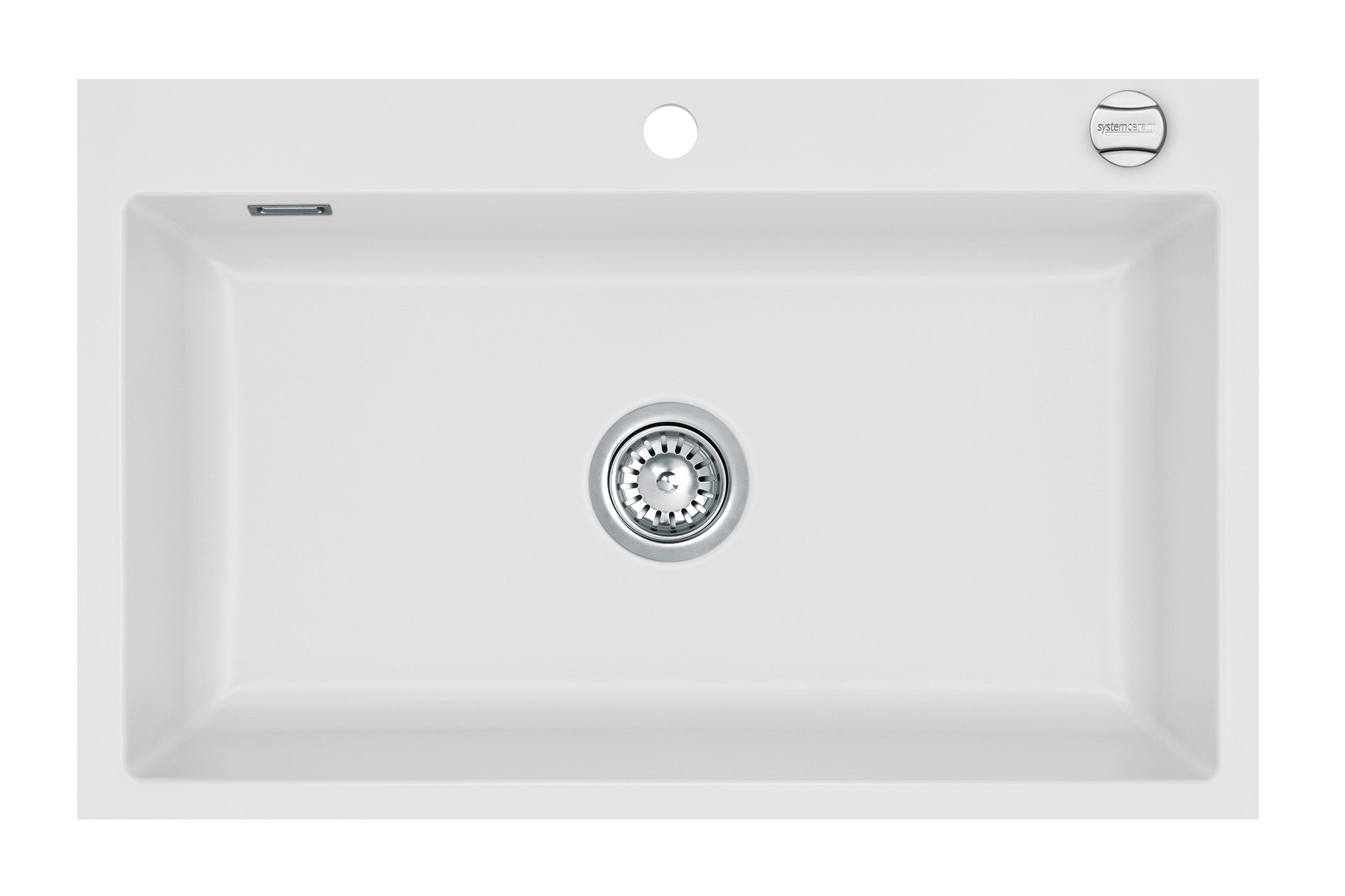 SYSTEMCERAM Einbauspüle Mera 80 F Satin 20 inkl. Excenterbetätigung, für 80 cm Schrankbreite, Spüle zum flächenbündigen Einbau, inkl. 4 x Eckradien R 10 Auflage keine Beckenlage 55700220