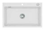 SYSTEMCERAM Einbauspüle Mera 80 F Satin 20 inkl. Excenterbetätigung, für 80 cm Schrankbreite, Spüle zum flächenbündigen Einbau, inkl. 4 x Eckradien R 10 Auflage keine Beckenlage 55700220