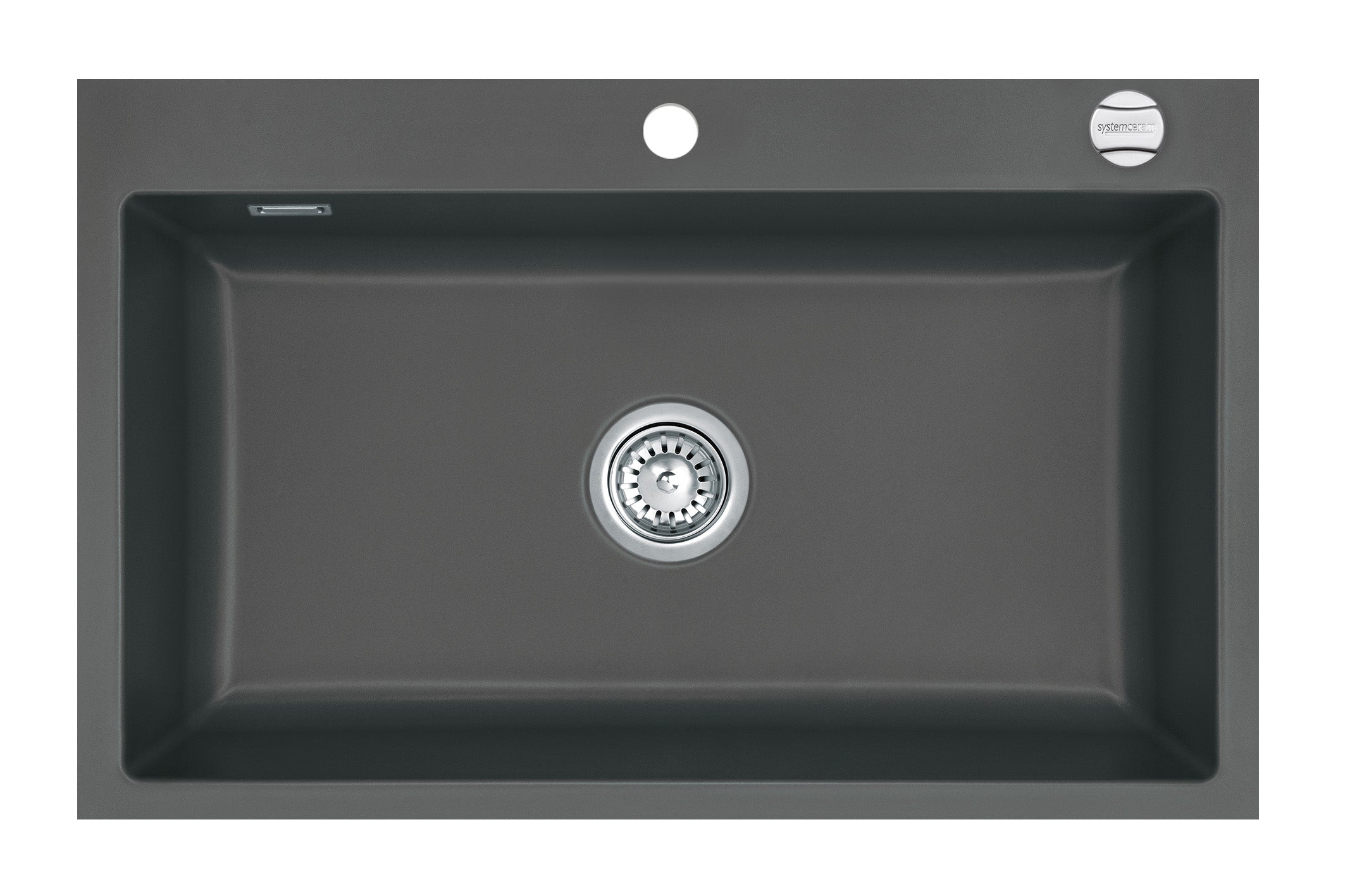 SYSTEMCERAM Einbauspüle Mera 80 F Schiefer 85 inkl. Excenterbetätigung, für 80 cm Schrankbreite, Spüle zum flächenbündigen Einbau, inkl. 4 x Eckradien R 10 Auflage keine Beckenlage 55700285