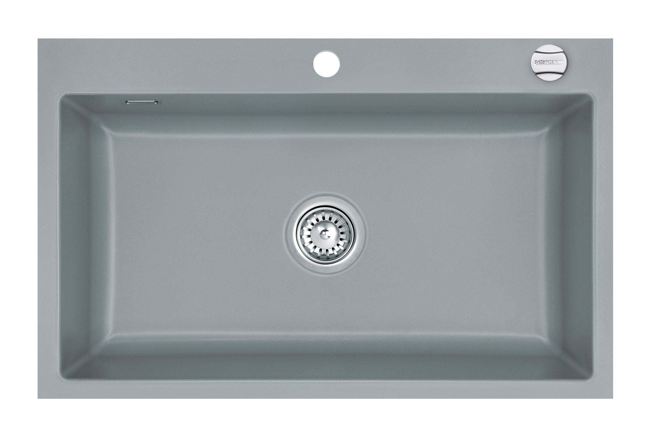 SYSTEMCERAM Einbauspüle Mera 80 F Titan 78 inkl. Excenterbetätigung, für 80 cm Schrankbreite, Spüle zum flächenbündigen Einbau, inkl. 4 x Eckradien R 10 Auflage keine Beckenlage 55700278