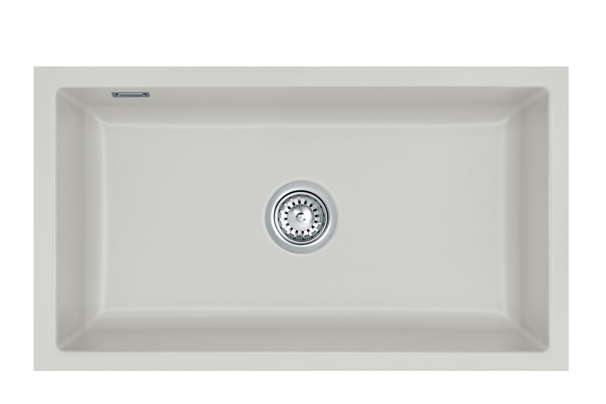 SYSTEMCERAM Einbauspüle Mera 80 U/g Alu 76 inkl. Excenterbetätigung, für 90 cm Schrankbreite, Spüle zum Unterbau mit geschliffener Oberseite Unterbau keine Beckenlage 54700276
