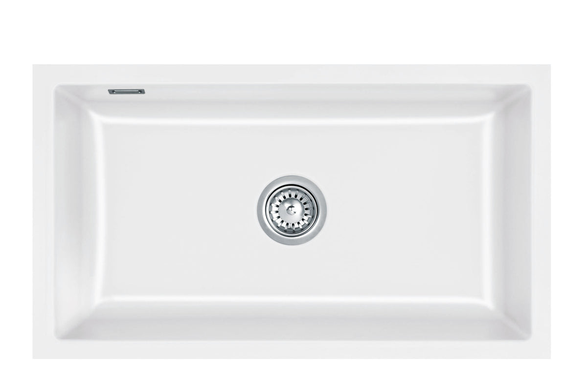 SYSTEMCERAM Einbauspüle Mera 80 U/g Grönland 12 inkl. Excenterbetätigung, für 90 cm Schrankbreite, Spüle zum Unterbau mit geschliffener Oberseite Unterbau keine Beckenlage 54700212