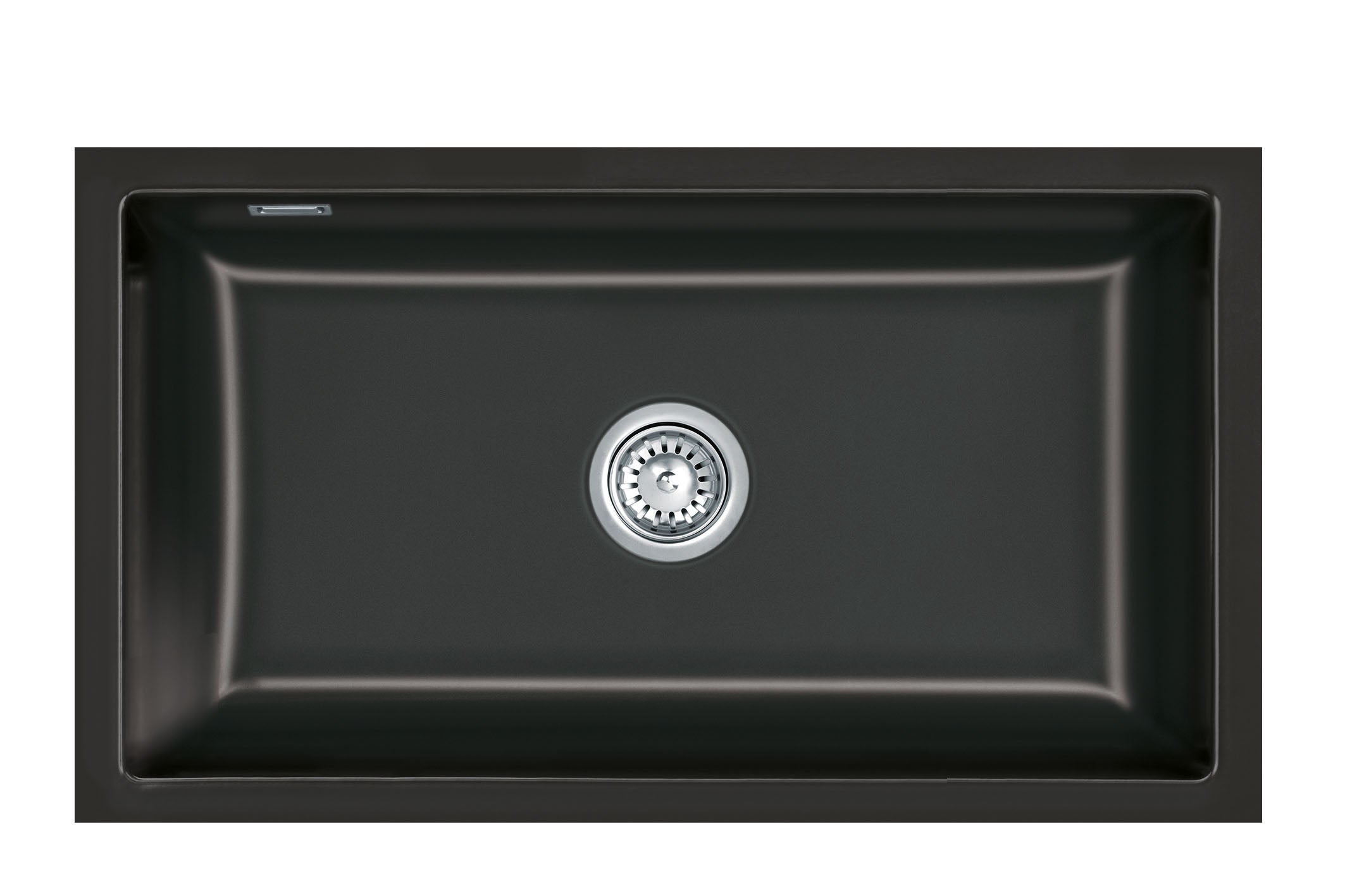 SYSTEMCERAM Einbauspüle Mera 80 U/g Nero 68 inkl. Handbetätigung, für 90 cm Schrankbreite, Spüle zum Unterbau mit geschliffener Oberseite Unterbau keine Beckenlage 54700168