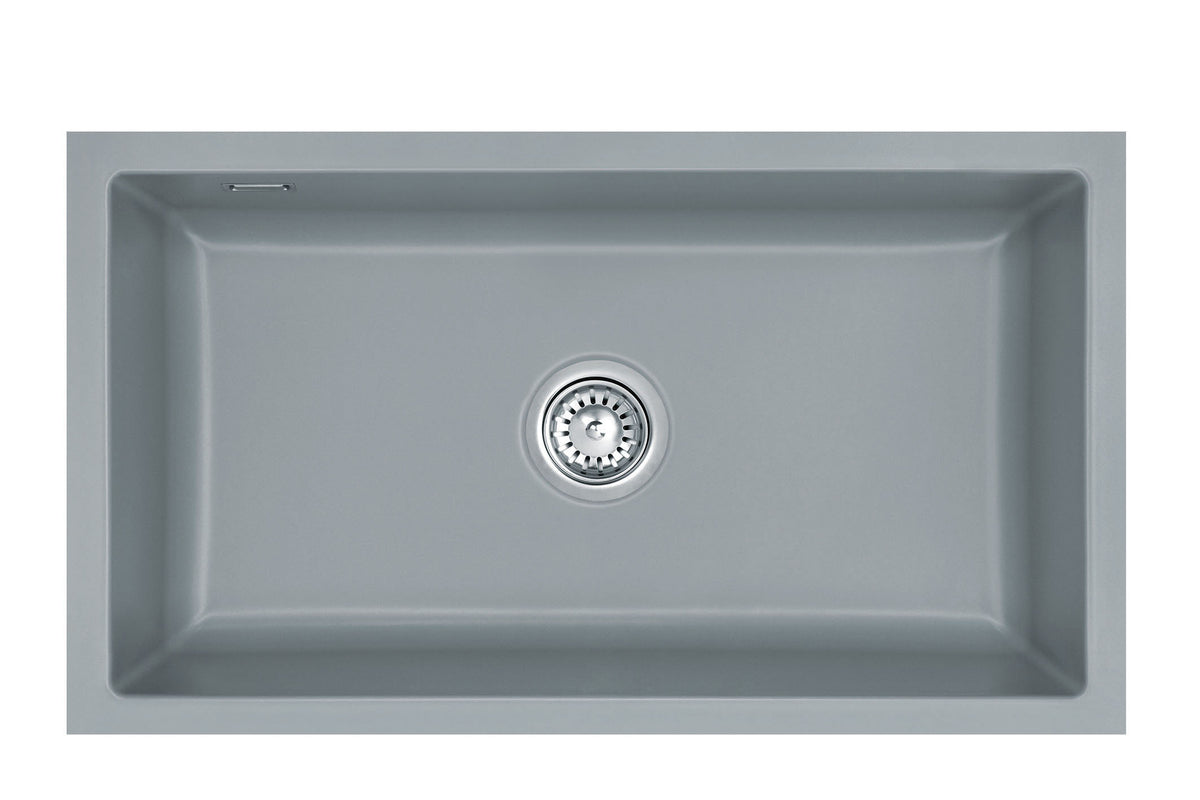 SYSTEMCERAM Einbauspüle Mera 80 U/g Titan 78 inkl. Excenterbetätigung, für 90 cm Schrankbreite, Spüle zum Unterbau mit geschliffener Oberseite Unterbau keine Beckenlage 54700278