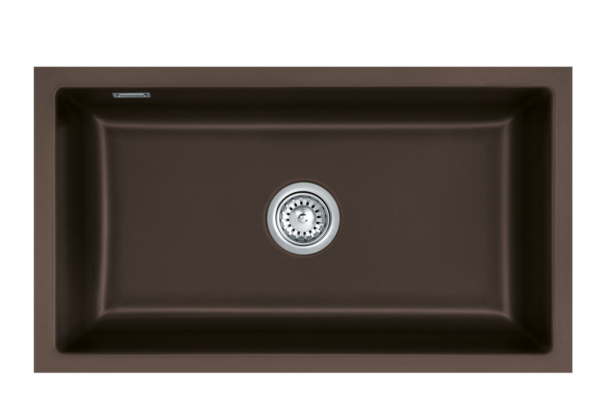 SYSTEMCERAM Einbauspüle Mera 80 U/g Siena 65 inkl. Excenterbetätigung, für 90 cm Schrankbreite, Spüle zum Unterbau mit geschliffener Oberseite Unterbau keine Beckenlage 54700265