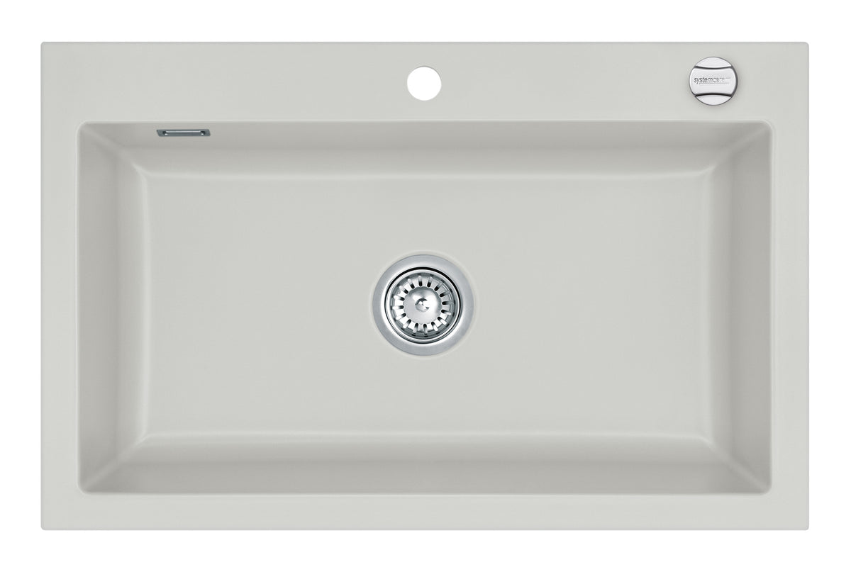 SYSTEMCERAM Einbauspüle Mera 80 Alu 76 inkl. Excenterbetätigung, für 80 cm Schrankbreite, Einbauspüle Auflage keine Beckenlage 50700276