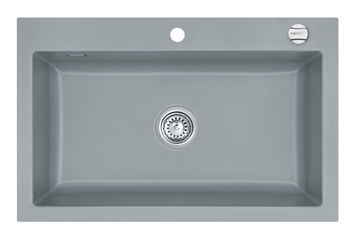 SYSTEMCERAM Einbauspüle Mera 80 Titan 78 inkl. Excenterbetätigung, für 80 cm Schrankbreite, Einbauspüle Auflage keine Beckenlage 50700278