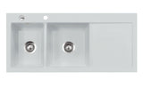 SYSTEMCERAM Einbauspüle Mera Double Be. Li. Alu 76 inkl. Excenterbetätigung, für 80 cm Schrankbreite, Einbauspüle Auflage Becken links 50790276