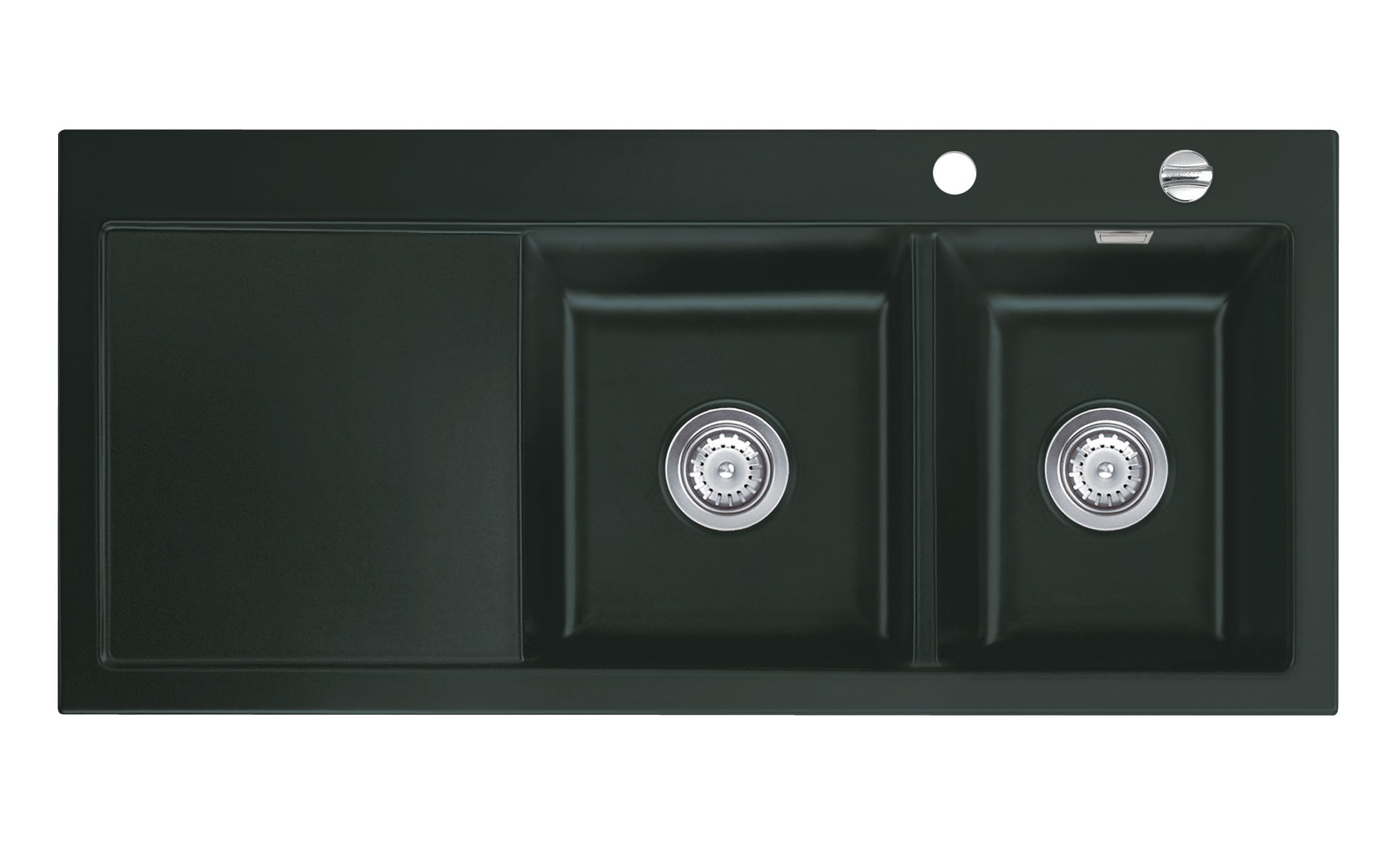 SYSTEMCERAM Einbauspüle Mera Double Be. Re. Eibe 56 inkl. Excenterbetätigung, für 80 cm Schrankbreite, Einbauspüle Auflage Becken rechts 50780256