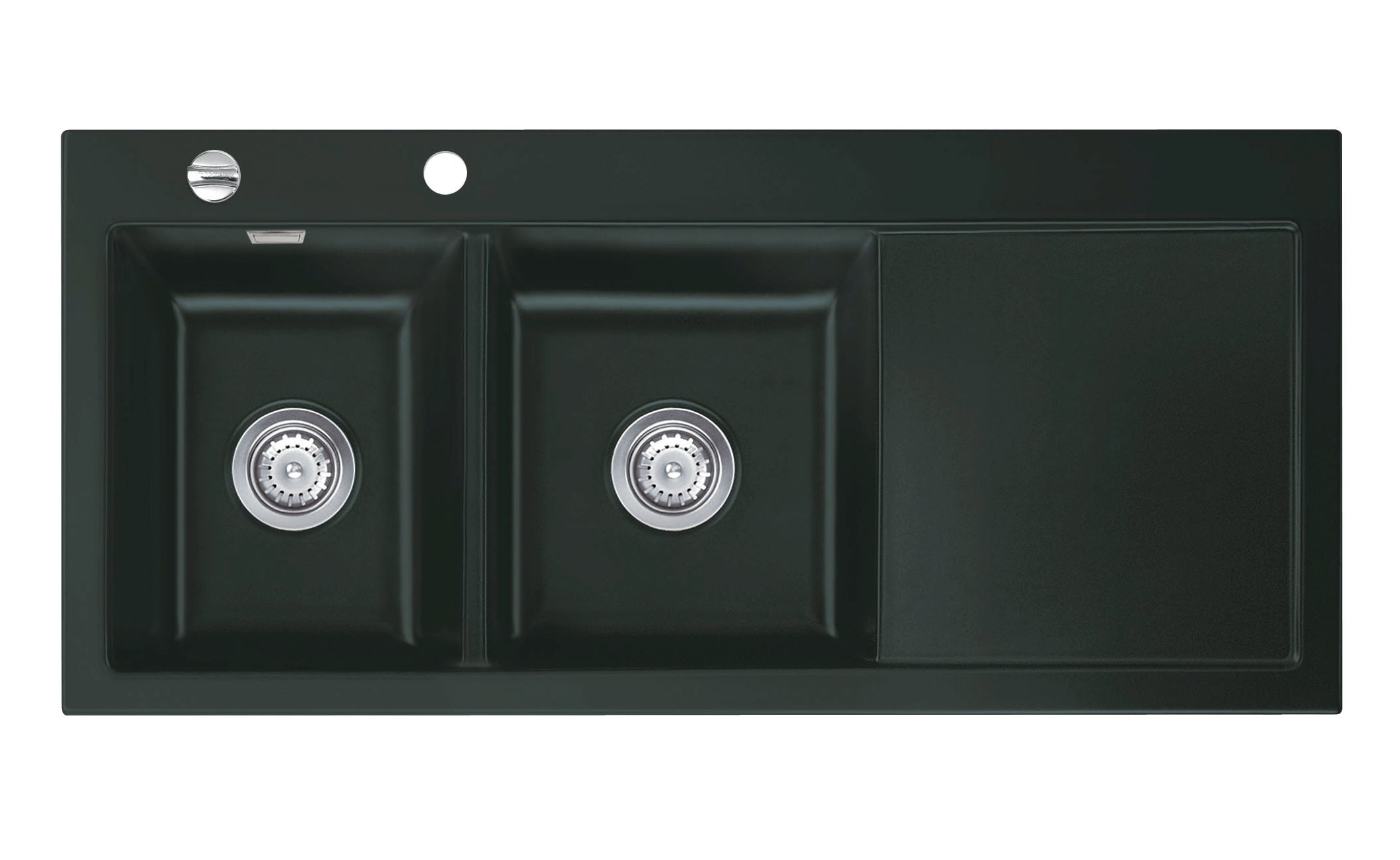 SYSTEMCERAM Einbauspüle Mera Double Be. Li. Eibe 56 inkl. Excenterbetätigung, für 80 cm Schrankbreite, Einbauspüle Auflage Becken links 50790256