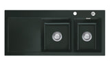 SYSTEMCERAM Einbauspüle Mera Double Be. Re. Eibe 56 inkl. Excenterbetätigung, für 80 cm Schrankbreite, Einbauspüle Auflage Becken rechts 50780256
