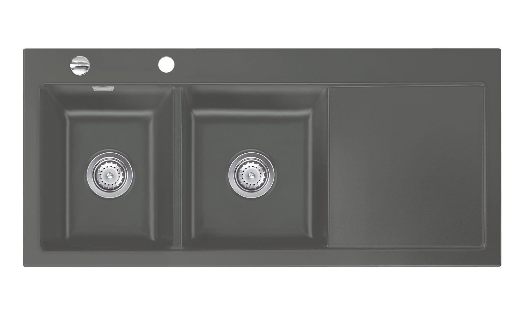 SYSTEMCERAM Einbauspüle Mera Double Be. Li. Lava 80 inkl. Handbetätigung, für 80 cm Schrankbreite, Einbauspüle Auflage Becken links 50790180